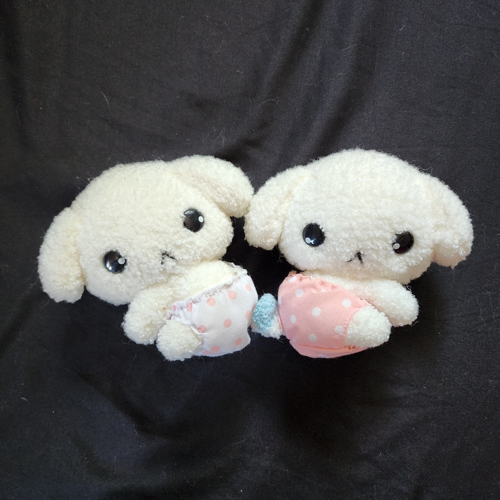 Charming Cream and Pink Plush Puppy Set
